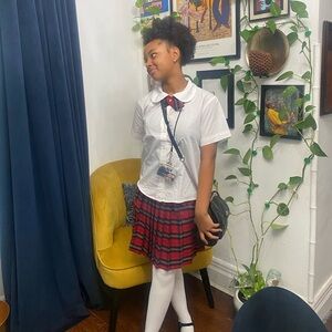 Plaid A-Line Skirt - Red and Black